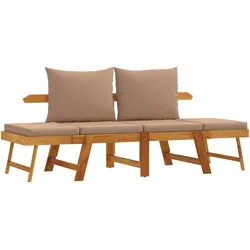 vidaXL Gartenbank mit Kissen 2-in-1 Massivholz Akazie