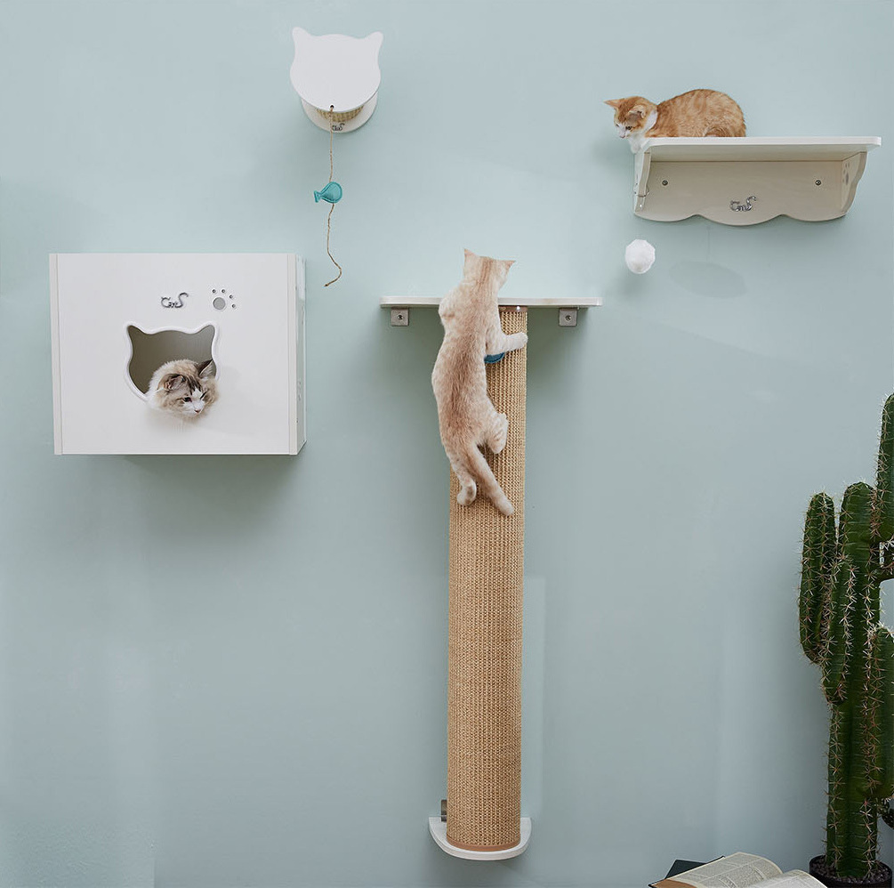 CatS Design Katzen Kletterwand Set xxl große Katzen stabil 4 Teilig Wandkratzbaum T1