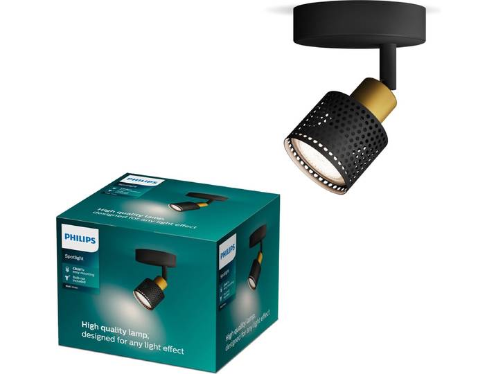Philips Niall Spot - Wandspot - Zwart met goud design - GU10 LED fitting