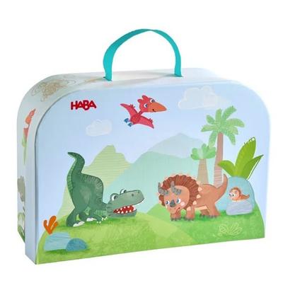 HABA 2014170001 - Spielwelt im Koffer, Dinosaurier Spielkoffer mit 6 Spielfiguren, Länge: 25 cm