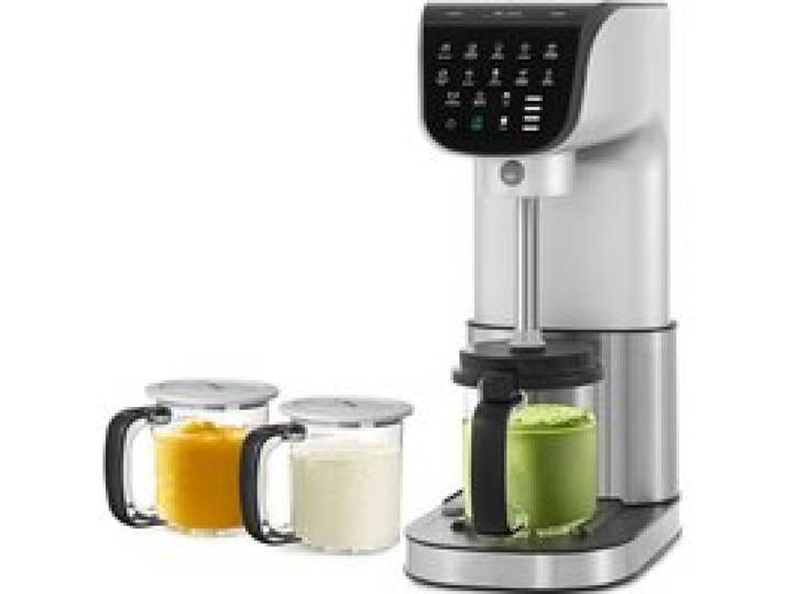 Sorbetière automatique 11 en 1 machine à crème glacée et milkshake 3 pots Tritan nettoyage facile argent