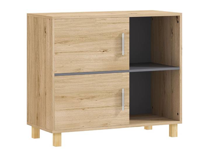 Armoire salle de bain compartiments ouverts placard en bois naturel