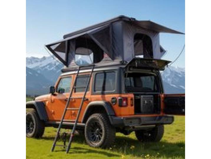 VEVOR Autodachzelt Hartschalen für 2-3 Personen, Campingzelt aus Aluminium mit Dreifarbiger LED-Beleuchtung & 2 Fenstern, Wasserfest & Windicht, für Jeep SUV Pickup 212 x 132 x 95 cm (Aufgeklappt)