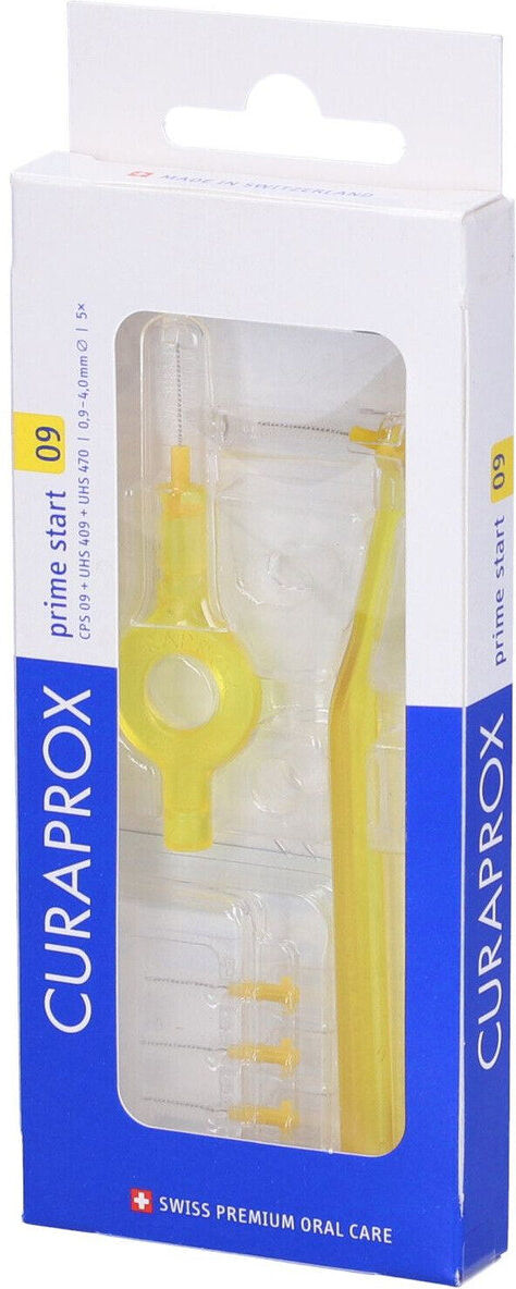 Curaden Curaprox CPS 09 prime yellow 5 spazzolini interdentali + 2 manici