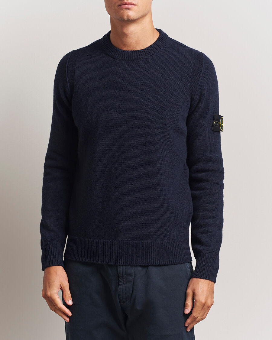 Stone Island Knitted Lambswool Crew Neck Navy men XXL Blå