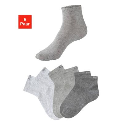 Kurzsocken BENCH. "für Damen und Herren in Baumwollmischung, für Sport und Freizeit", Damen, Gr. 35-38, grau (2x dunkelgrau meliert, 2x hellgrau meliert, 2x grau meliert), Baumwollmischung, elastisch, Socken, mit klassischem Logoschriftzug, ohne...