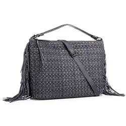 DAWID by Dawid Tomaszewski Schultertasche echt Leder Fransen/geflochten