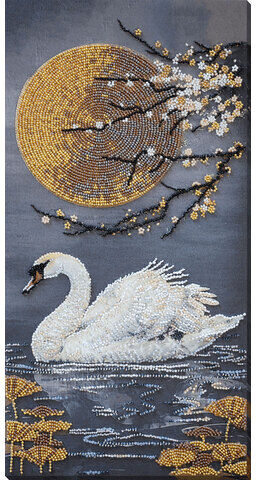 Perlen-Stickbild "Schwan", 20 x 40 cm