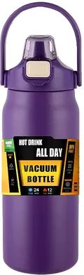 Discount Dollar Deals Outdoor Thermos Stainless Steel Tumbler With Straw Hot, Cold Sports Water Bottle purple 1000ml