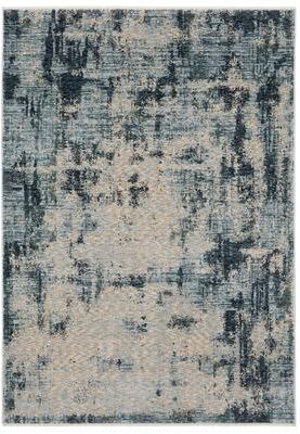 Style Haven Hendrix Distressed Abstract Beige/ Blue Fringe Edge Area Rug