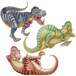 WANDAUFKLEBER 60x91cm - Bunte Dinosaurier