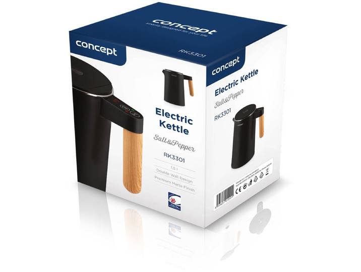 CONCEPT RK-3301 - Elektrische Waterkoker - Zwart - 1\,5L - Temperatuurregeling