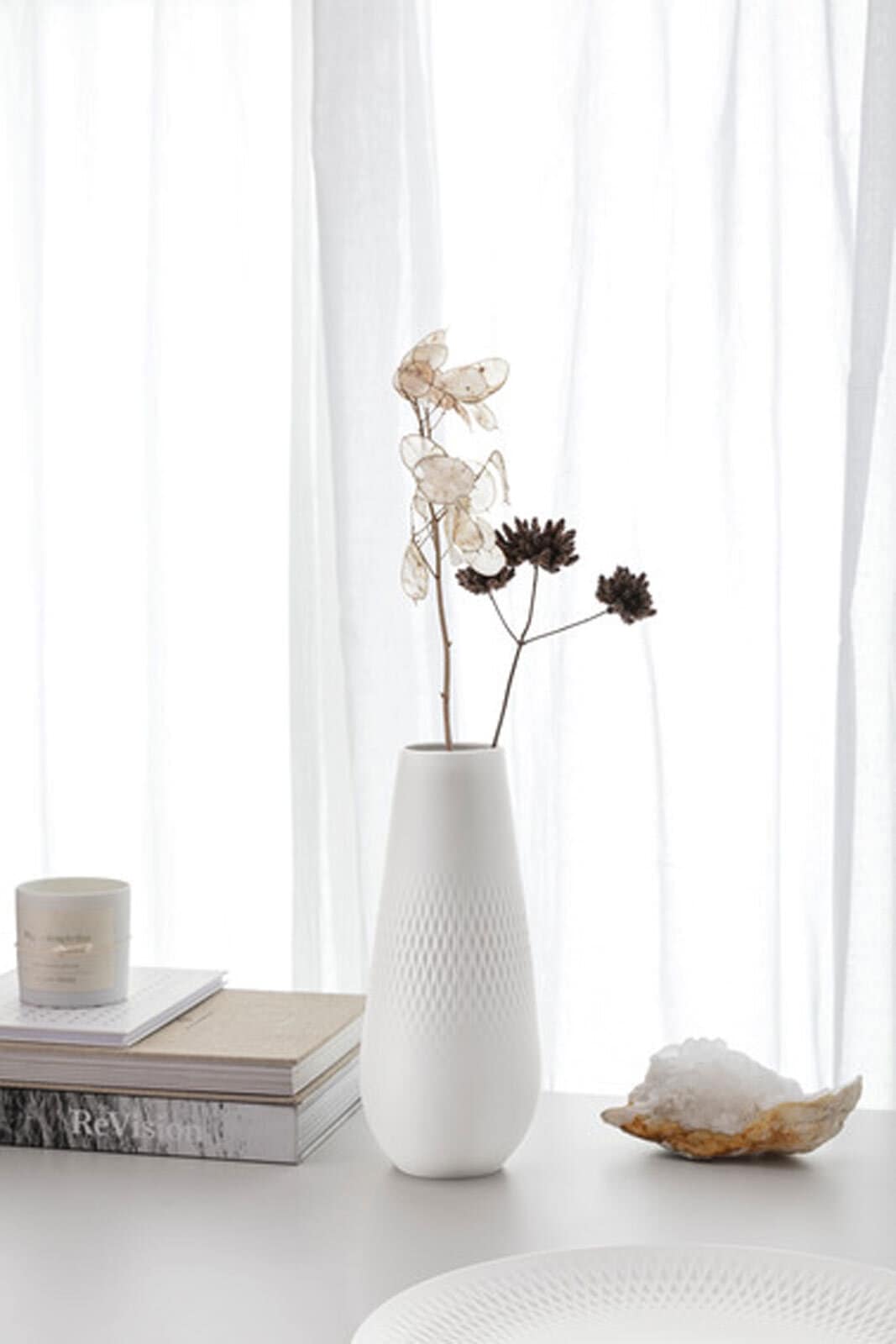 Dekovase VILLEROY & BOCH "Vase Manufacture Collier 26 cm", weiß (blanc), Vasen