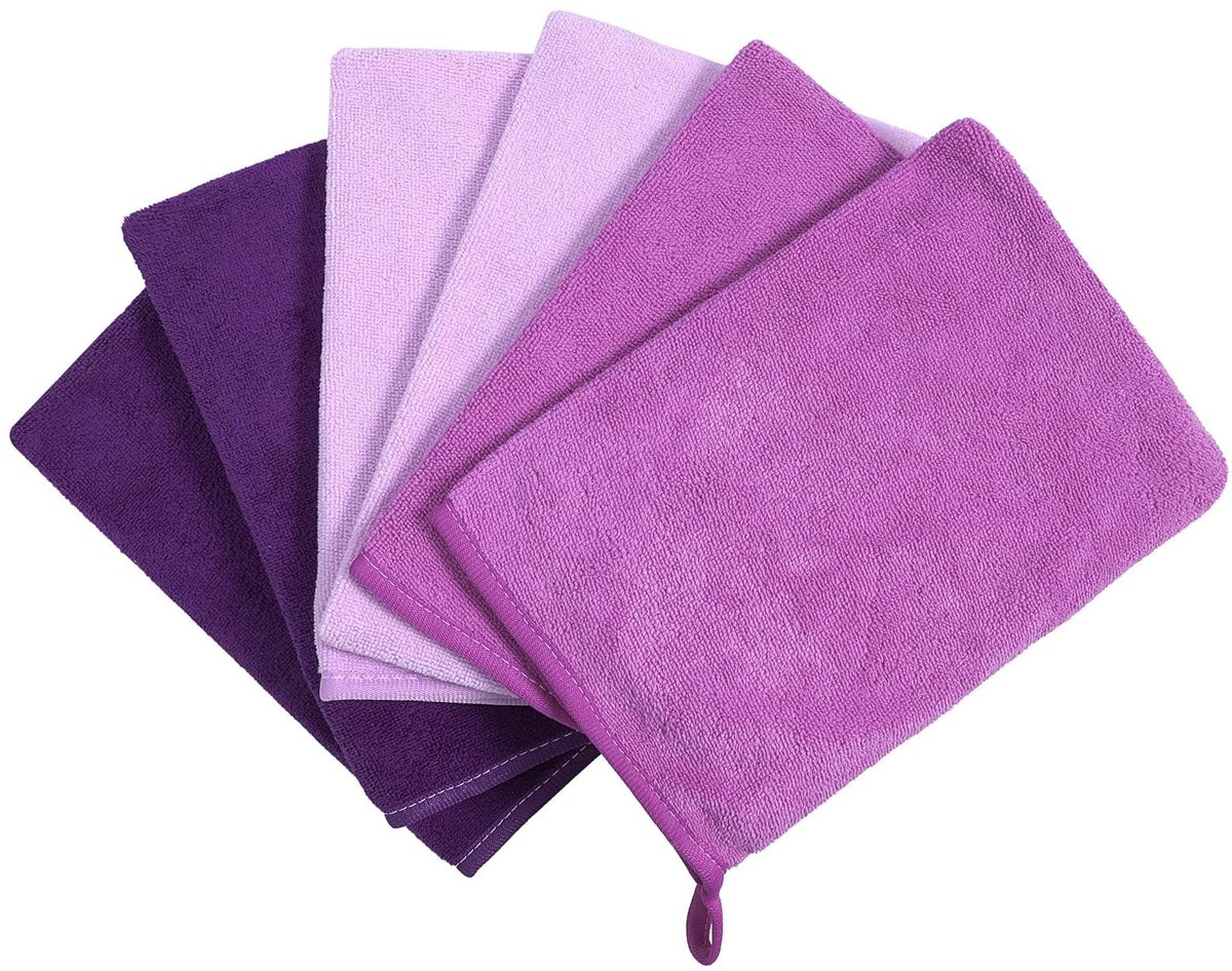 Dailygoody Microvezel Washandjes - Herbruikbare Gastendoekjes - Paars - 6-Pack