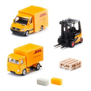 siku Fahrzeug 6335 DHL Logistik Set, mit 3 Fahrzeugen, aus Metall/Kunststoff