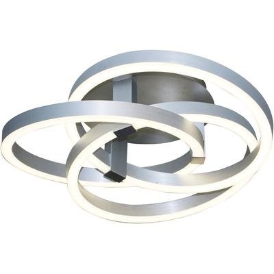 NÄVE LED Deckenleuchte "Divora", grau (aluminiumfarben), 1, Ø 55cm H: 18cm, 1 Stk., Leuchten, dimmbar, CCT, Nachlicht- u. Memoryfunktion, App oder Fernbedienung, LED Deckenleuchte
