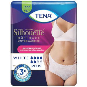 TENA Inkontinenz-Pants Silhouette Plus, Frauen, Größe M (75-100cm), weiß, 6 Tropfen, 12 Stück