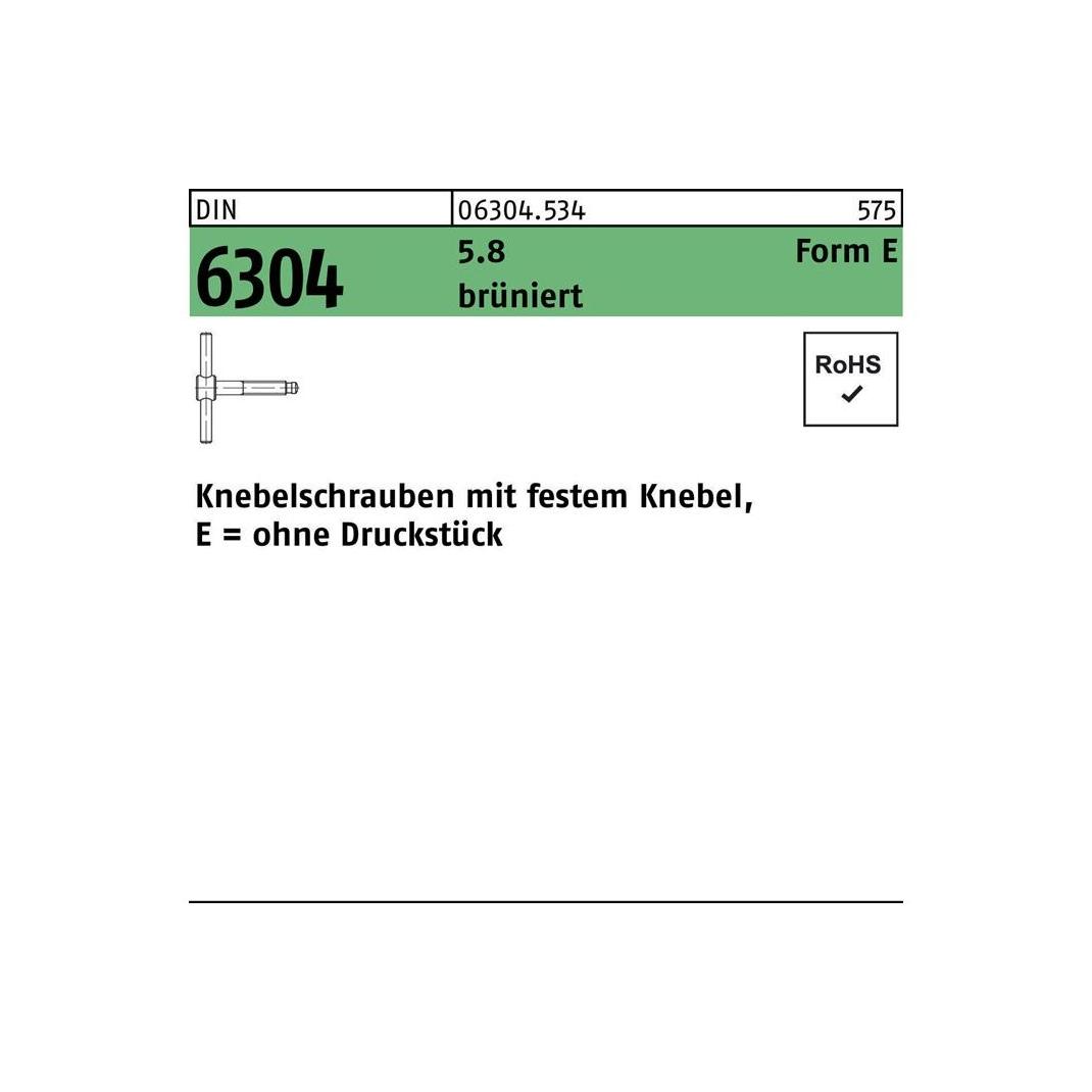 Sandisk DIN 6304 Form E Knebelschraube M10x70 Stahl 5.8 brüniert m. festem Knebel (063045340100070)