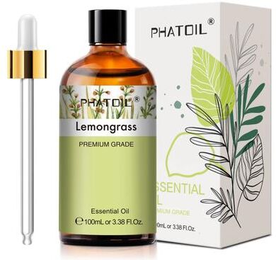 Inspired Finds PHATOIL 100ml Essential Oil Eucalyptus, Lavender, Vanilla, Jasmine, Lemon & Bergamot For Aromatherapy & Candle Mak lemongrass
