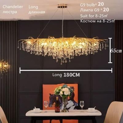 Inspire Essentials Nordic Gold Crystal Chandelier Luxury LED Ceiling Light 10 silver Body warm White