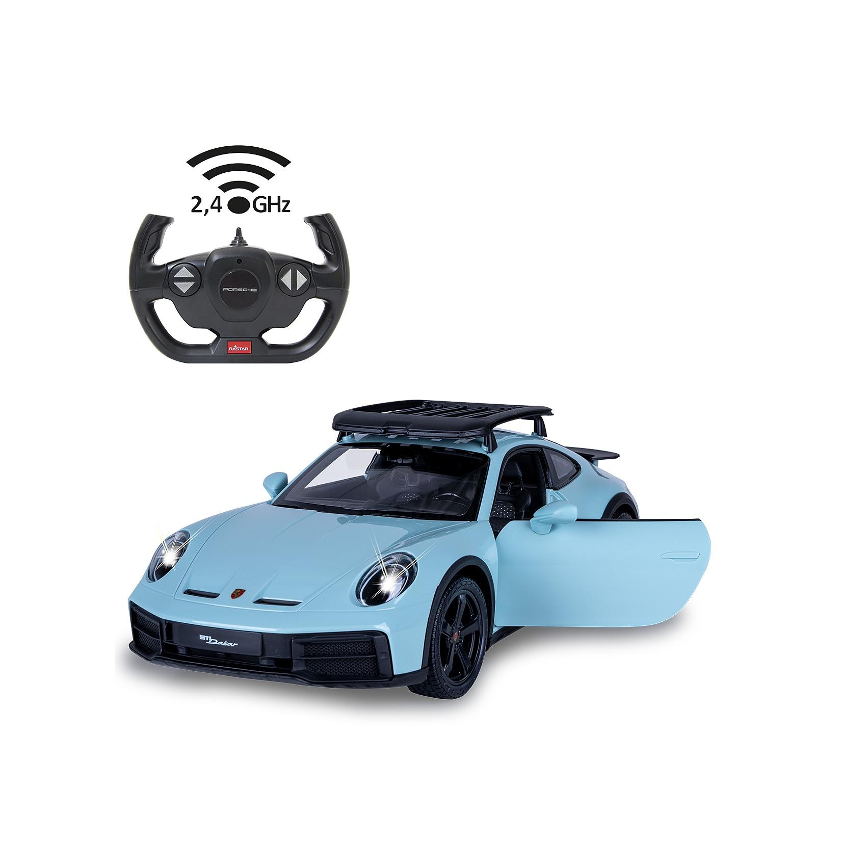 JAMARA Porsche 911 Dakar 1:14 grün schattiert 2,4GHz Tür manuell