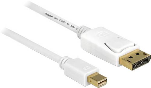 Delock Mini-DisplayPort / DisplayPort Adapterkabel Mini DisplayPort Stecker, DisplayPort Stecker 7.00 m Weiß 83485 vergoldete Steckkontakte