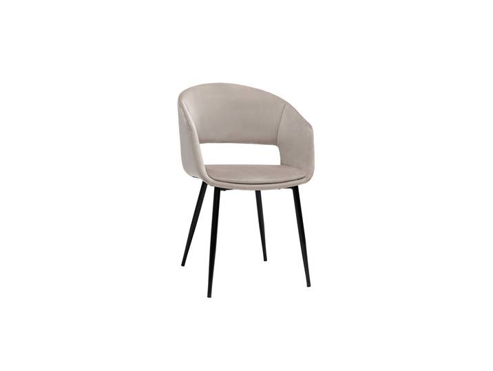 Chaise design en tissu velours taupe et métal noir PRISMA