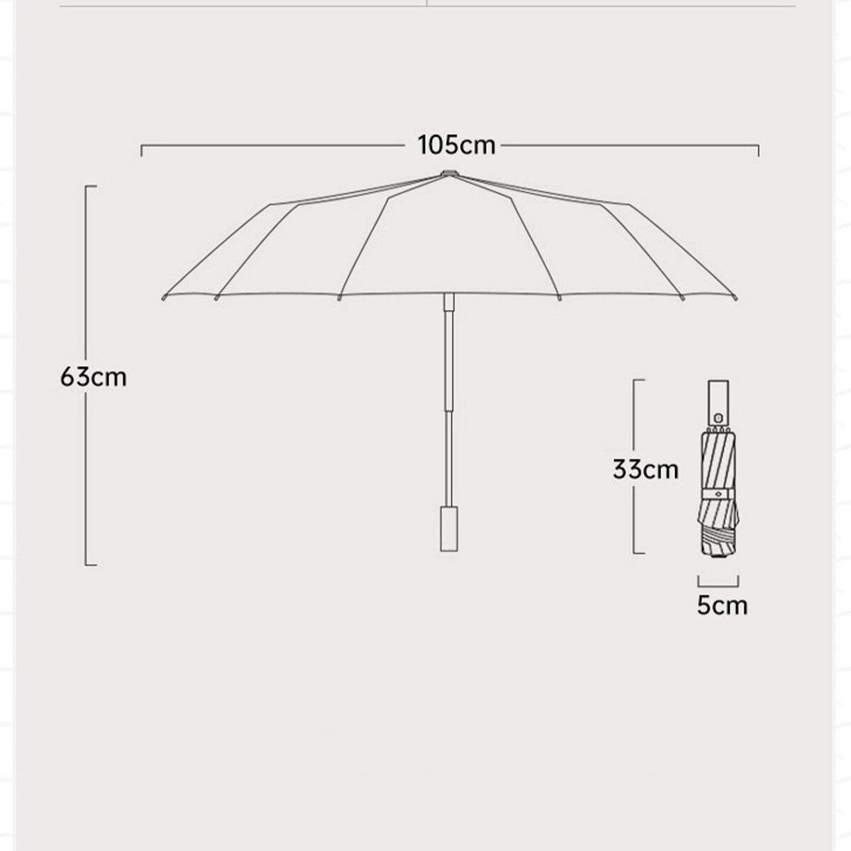 INF Parapluie voiture pliage inversé - 10 baleines réfléchissantes, ouverture/fermeture automatique, retenue d'eau intérieure Le noir