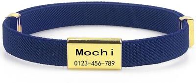 Uplifted Finds Scratch Resistant Engraved ID Cat Collar navy And Tag