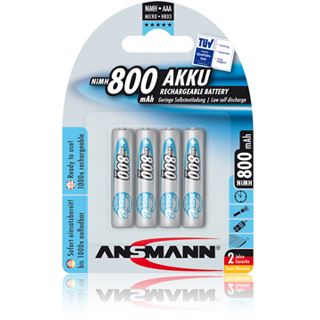 ANSMANN maxE HR03 Nickel-Metall-Hydrid AAA Micro Akku 800 mAh 4er Pack