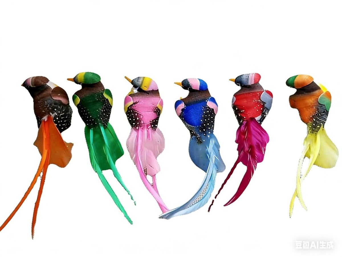 Dailygoods Set van 6 realistische kunstvogels voor buiten decoratie, B/D/H: 14 x 3 x 3 cm
