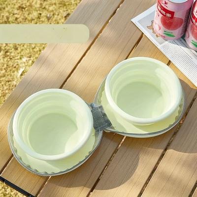 Uplifted Goods Foldable Silicone Double Pet Bowl light Yellow