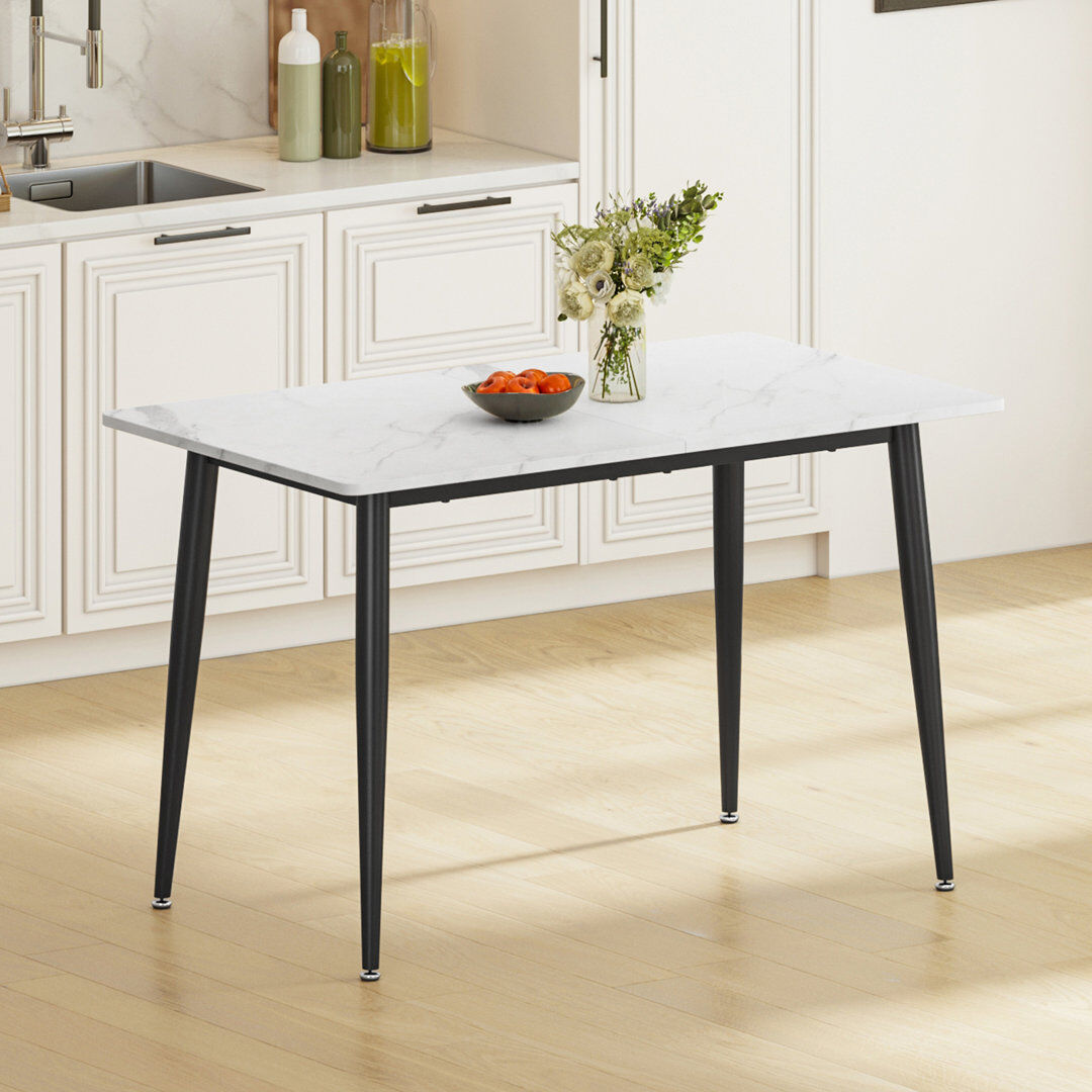 Brayden Studio Metal Base Dining Table White