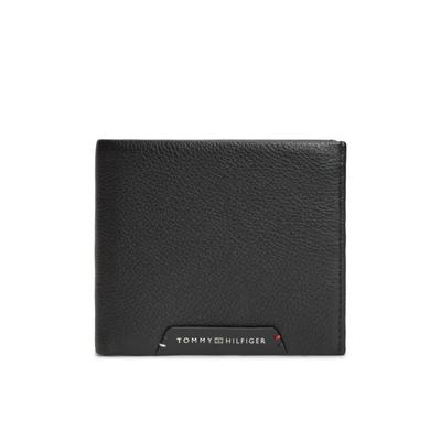 Geldbörse TOMMY HILFIGER "TH CORP CC FLAP AND COIN", Herren, schwarz, Leder, Kleinlederwaren, Herren Geldbeutel, Portemonnaie mit Logoschriftzug