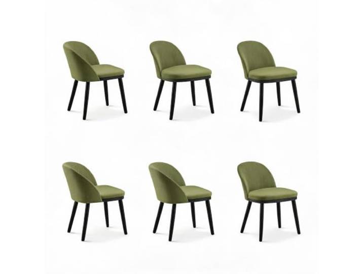 IDEALHOUSE Modernes Esszimmerstuhl‑Set 6er, Leinen Verstellbaren Füßen Grün Polsterstühle Esszimmerstühle mit 9 cm Dickem Schaumsitz, Ergonomischer Halbkreisförmiger Atmungsaktivem Rückenlehne