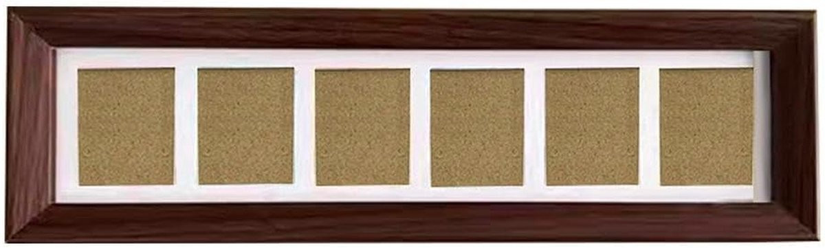 Houten Fotolijst Collage Frame voor Muurdecoratie met Vijf Foto Opening - Houtkleur - 32 x 12 cm