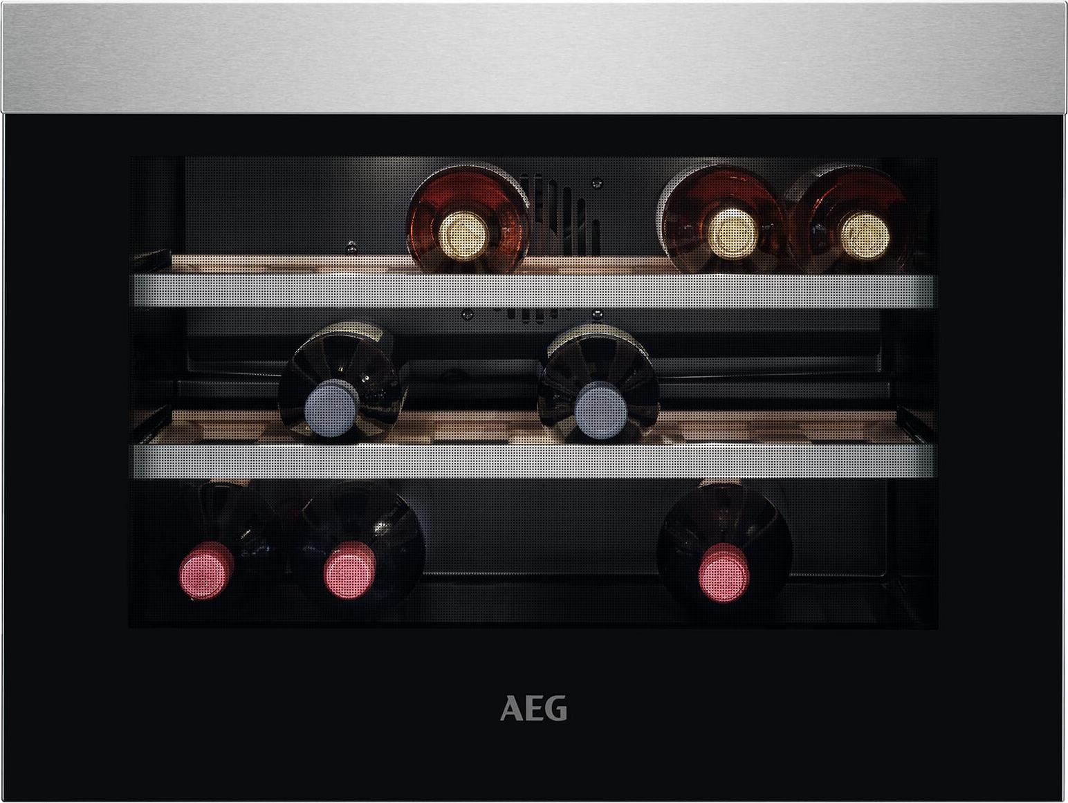 AEG KWK884520M, Weinkühler mit Kompressor, Integriert, 18 Flasche(n), 90 W, Schwarz, Schwarz, Edelstahl