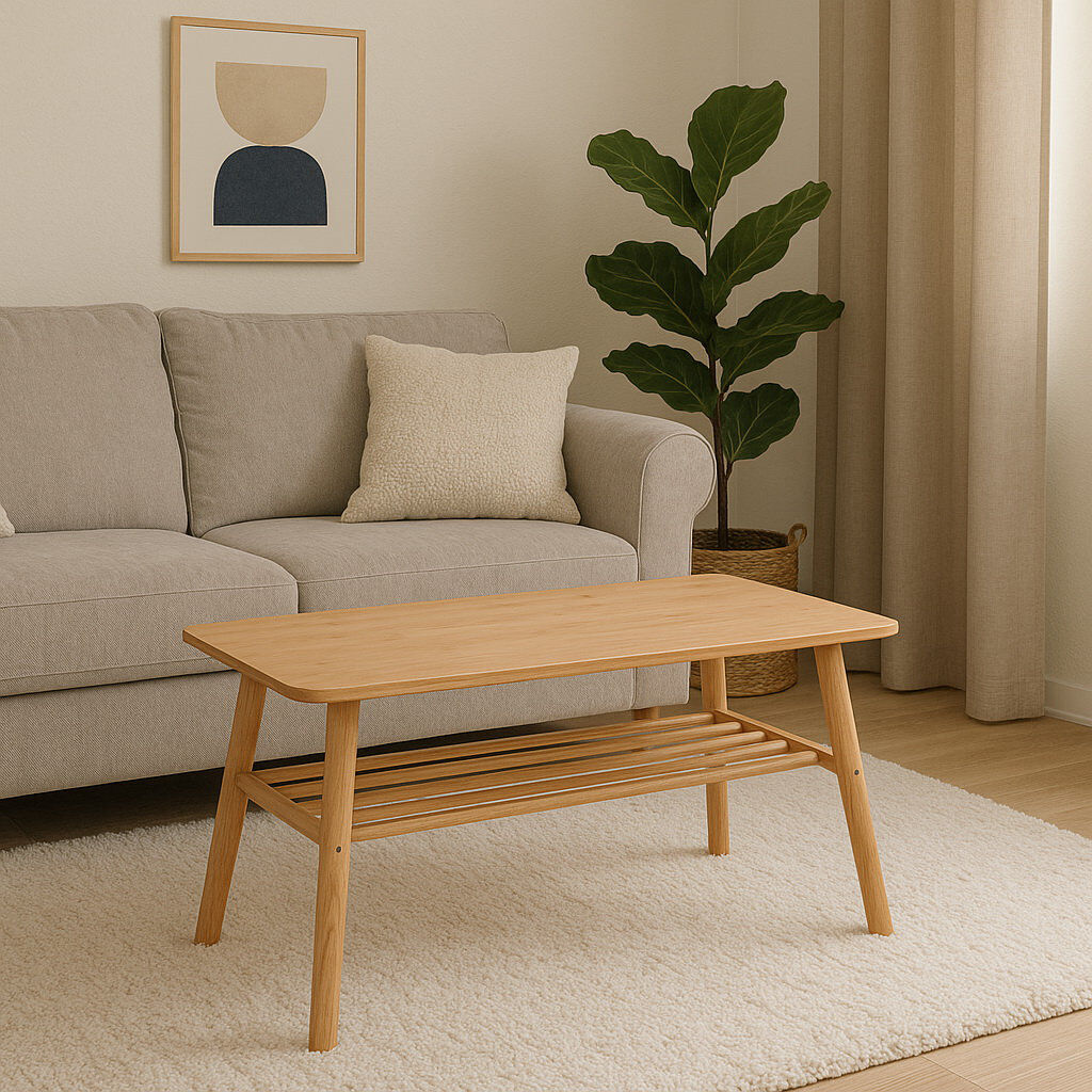 Norden Home Maribel Four Leg Coffee Table with Storage Natural