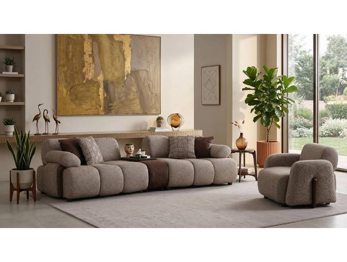 JVmoebel Polstergarnitur Wohnzimmer Set 3 Sitzer Sofa 2x Sessel Modern Grau Zeitgemäß, (2-tlg., 2-tlg)