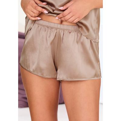 Panty LASCANA "Shorty, Alana", Damen, Gr. 40, beige (sand), Obermaterial: 94% Seide, 6% Elasthan, weit, Unterhosen Panty, mit Seide, Dessous