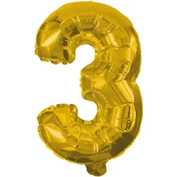 Procos - Folienballon - Zahl "3"" (31cm, gold)