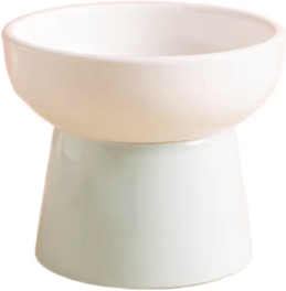 Inspire Picks ElevaBowl Ceramic Raised Pet Feeding Bowl With Neck Support white green