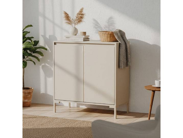 Kommode mit Türen 81 x 87 x 40cm Beige/Kaschmir
