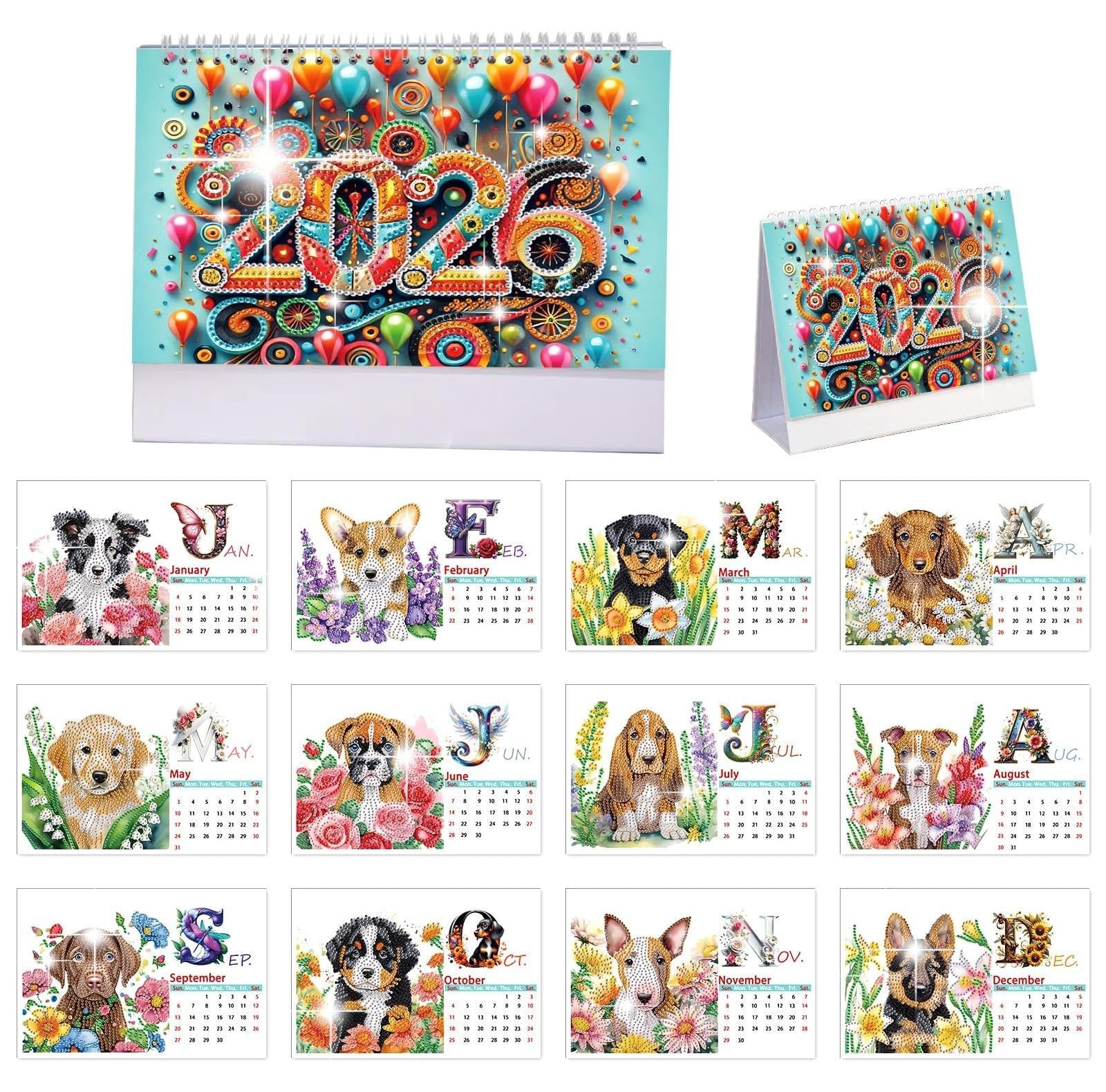 5D Diamond Painting Dierenkalender 2026