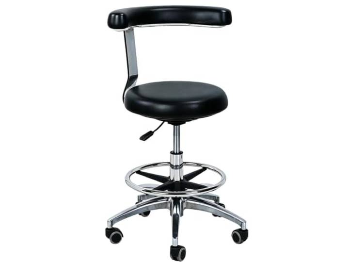 Zahnarztstuhl, medizinischer Hocker – höhenverstellbarer Salonstuhl Um 360° drehbare Armlehne aus PU-Leder mit Drehwinkelverstellung für Zahnarzthelfer, Zahnärzte und Pflegehelfer(Black)