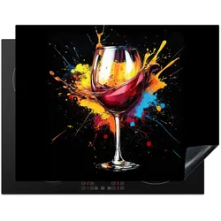 HERDABDECKPLATTE Wein - Glas - Graffiti - Getränk - Rot - Farbe Induktionsmatte 77x59 cm
