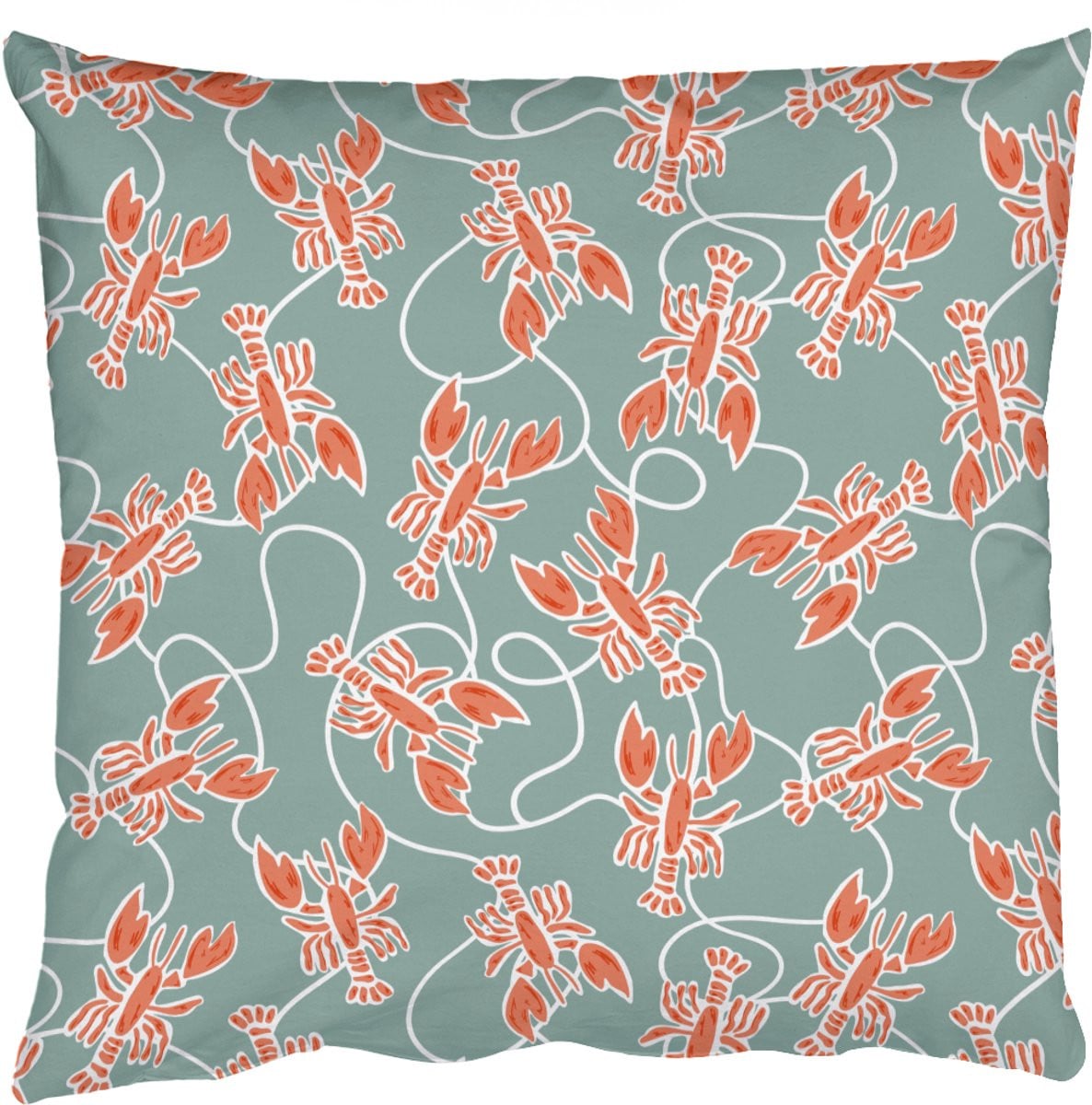 Sierkussen Zee Kreeft Groen en Oranje - 50 x 50 cm