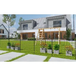 POWERTEC GARDEN Metall-Gartenzaun, M10, pulverbeschichtet, ca. 77,5 x 64 cm - Anthrazit