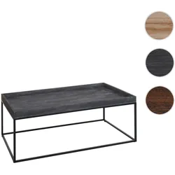 Couchtisch HWC-K71, Kaffeetisch Beistelltisch Tisch, Holz massiv Metall 46x110x60cm ~ dunkelgrau