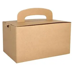 Papstar Lunch-Box ""pure"", mit Tragegriff, braun aus Pappe, Stärke: 424 g/qm, zusammenfaltbar, Einwegbehälter, Braun